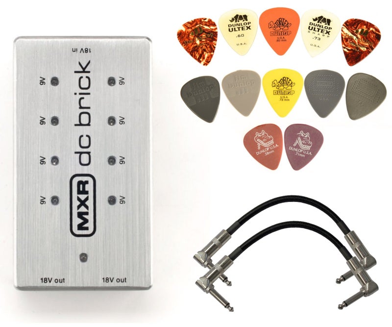 MXR M237 DC Brick Power Supply Bundle with 2 Patch Cables and Dunlop PVP101 Pick Pack - Image 1