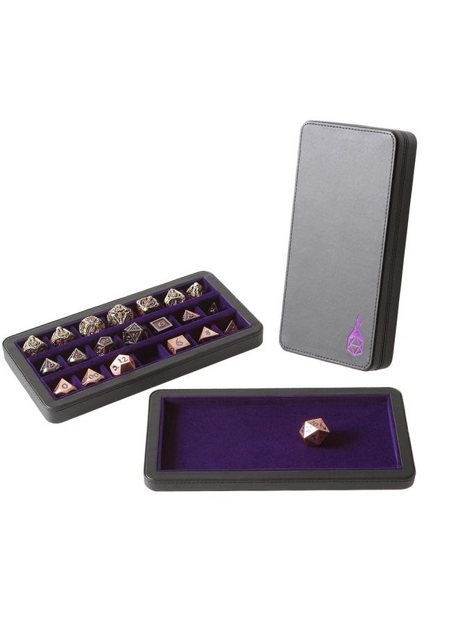 Forged Dice Co. Reliquary Large Divided Dice Case With Dice Tray For Polyhedral Dice Sets 21 Feltlined Chambers Magnetic Lid Closure Metal Dice Storage Box Purple  - Image 1