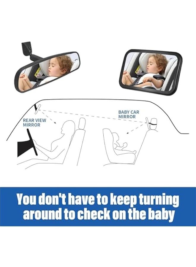 TRASSLE Baby Backseat Headrest Mirror for Rear Facing Infant Car Seat View, Universal Shatterproof Light & Wide Rearview Convex Glass  - Image 2