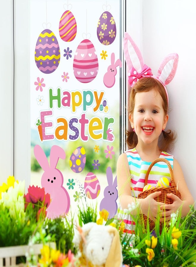 Whaline Easter Window Clings Happy Easter Bunny Rabbit Egg Window Stickers Double-Side Glass Decals for Home Office School Shop Display Party Decorations, 107Pcs, 9 Sheet - Image 3