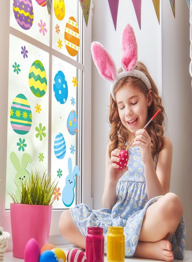 Whaline Easter Window Clings Happy Easter Bunny Rabbit Egg Window Stickers Double-Side Glass Decals for Home Office School Shop Display Party Decorations, 107Pcs, 9 Sheet - Image 4