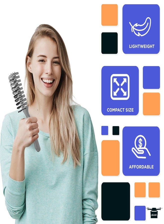 EZGOODZ Gray Vent Hair Brush, 8 Inch. Pack of 12 Plastic Hairbrushes for Woman & Man. Gentle Brushing and Hair Care for Spa Salons. Bulk Hair Brushes with Plastic Bristles - Image 4