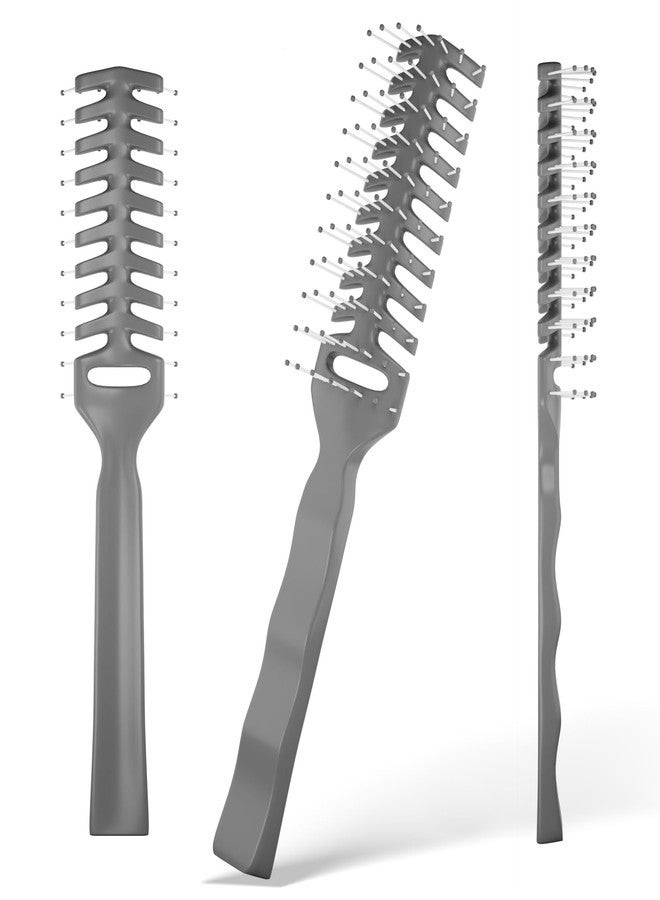 EZGOODZ Gray Vent Hair Brush, 8 Inch. Pack of 12 Plastic Hairbrushes for Woman & Man. Gentle Brushing and Hair Care for Spa Salons. Bulk Hair Brushes with Plastic Bristles - Image 1