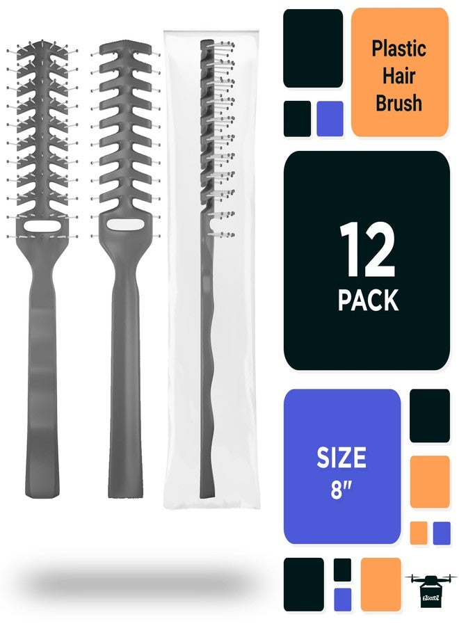 EZGOODZ Gray Vent Hair Brush, 8 Inch. Pack of 12 Plastic Hairbrushes for Woman & Man. Gentle Brushing and Hair Care for Spa Salons. Bulk Hair Brushes with Plastic Bristles - Image 2