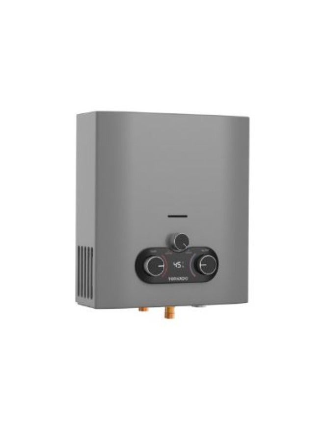 تورنيدو سخان مياه تورنيدو غاز 6 لتر بدون مدخنة غاز طبيعي سيلفر GHE-MP6SN-S