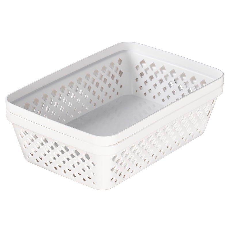 Glad Plastic Storage Basket Set - Multipurpose Drawer Trays, Kitchen Pantry Containers, and Bathroom Bins - 6 Pack Medium Organizers, White - Image 5