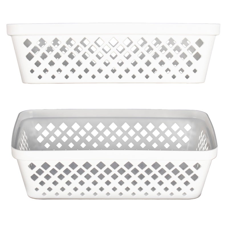 Glad Plastic Storage Basket Set - Multipurpose Drawer Trays, Kitchen Pantry Containers, and Bathroom Bins - 6 Pack Medium Organizers, White - Image 4