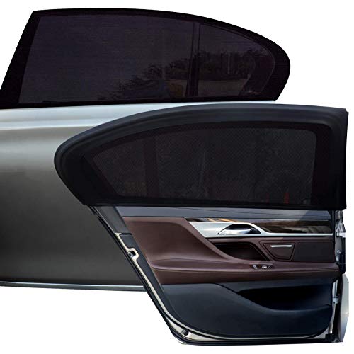 Tevlaphee Car Window Shades 2 Pack Car Sunshade for Kids Breathable Universal Sun Visor Car Net for Baby with Certified UV for Side Window Spandex Mesh Material Protect Privacy for Family L - Image 1