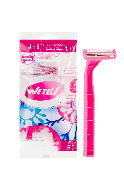 5 Pack Women’s Disposable Razors for Sensitive Skin – Triple Blade Shavers with Moisture Strip – Smooth Shave & Travel Friendly – Made in Korea