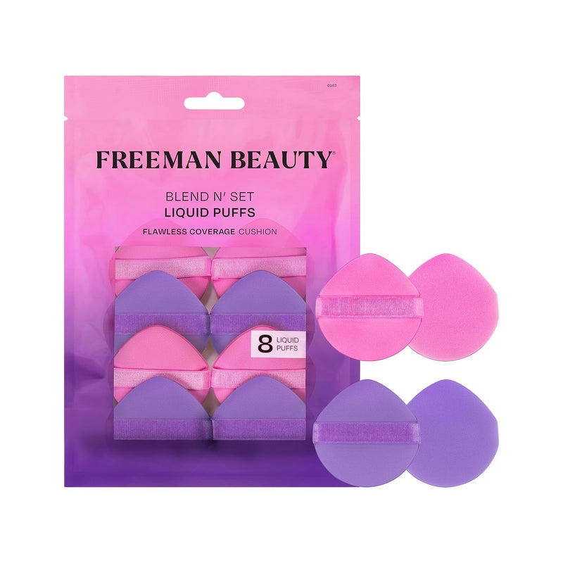 Freeman Blend N Set Liquid Puff Set Cushion Makeup Puffs For Liquid  Cream Foundation Concealer Blush  Highlight Round Puff For Makeup Blending With Finger Band Vegan  CrueltyFree 8 Count - Image 1