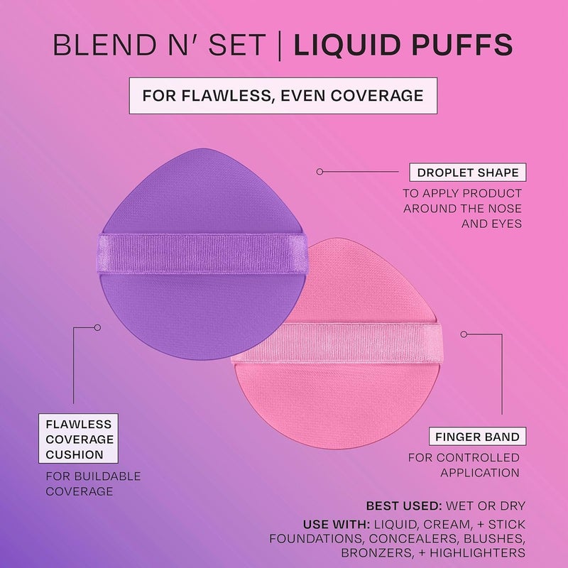 Freeman Blend N Set Liquid Puff Set Cushion Makeup Puffs For Liquid  Cream Foundation Concealer Blush  Highlight Round Puff For Makeup Blending With Finger Band Vegan  CrueltyFree 8 Count - Image 4