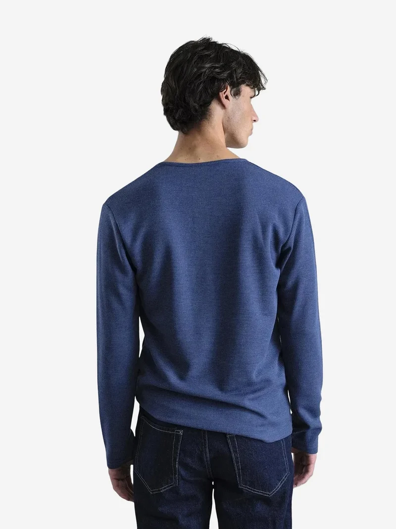 Giesto Oxford Blue GIESTO Comfort Fit Long Sleeve Button Collar T-Shirt for Men | Best Price UAE