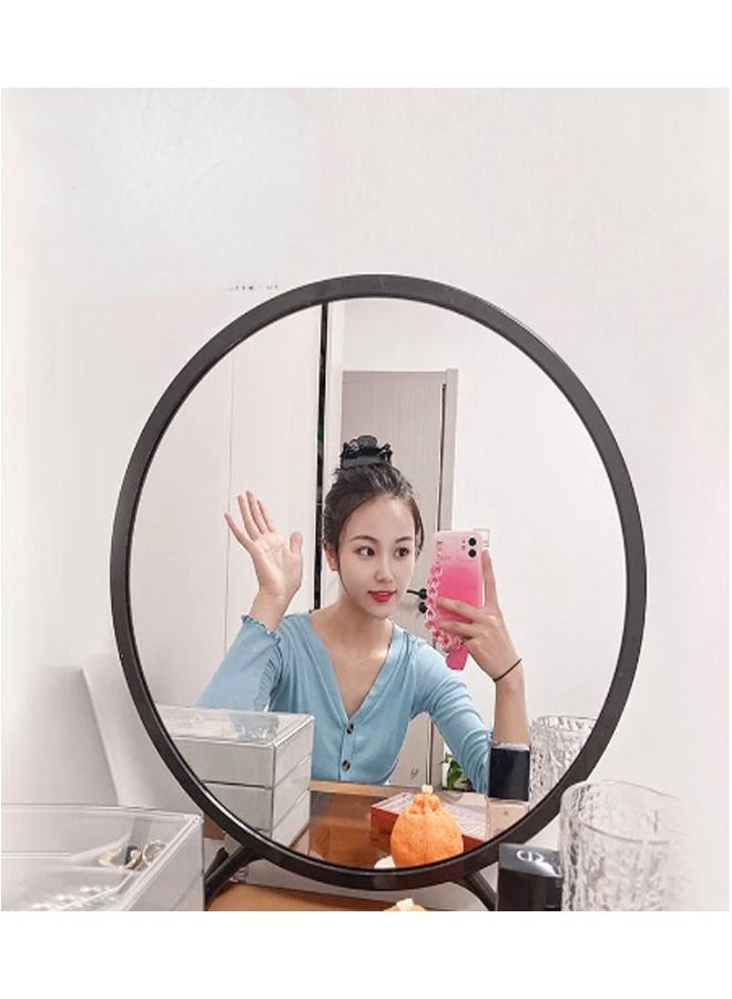 fashionhome Portable Vintage Round Desktop Stand Mirror One Sided Dressing Aesthetic Makeup Vanity Mirror 40x44 Centimeter - Image 3