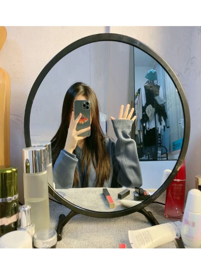 fashionhome Portable Vintage Round Desktop Stand Mirror One Sided Dressing Aesthetic Makeup Vanity Mirror 40x44 Centimeter - Image 4