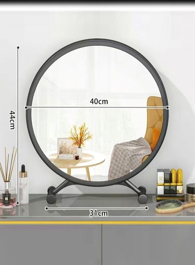 fashionhome Portable Vintage Round Desktop Stand Mirror One Sided Dressing Aesthetic Makeup Vanity Mirror 40x44 Centimeter - Image 2