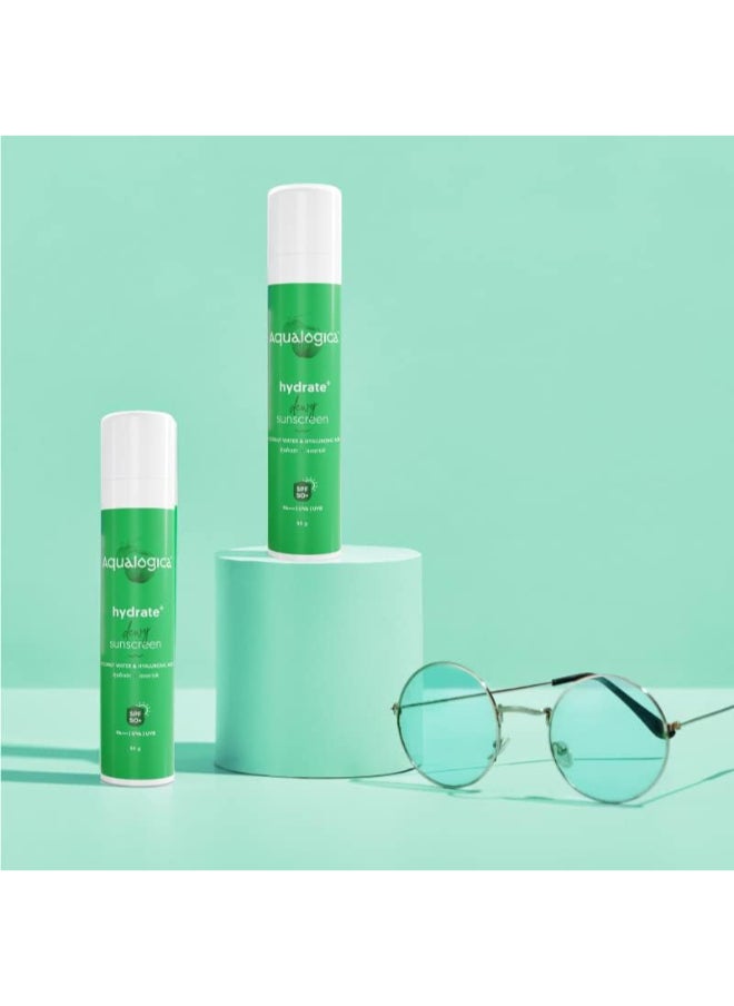 Aqualogica Hydrate+ Dewy Sunscreen SPF 50 PA+++ 50g | UVA/B And Blue Light Protection for Men And Women | For Oily, Combination And Dry Skin | Fragrance-Free  - Image 2