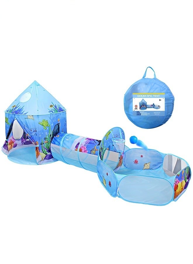 ميكسد 3PC خيمة تسلية للأطفال ، كرة السلة دائرة مع الكرة حفرة ، نفق الزحف ، طفل الأميرة خيمة ، طفل في العالم المحيط لعبة ، فتى وفتاة في الأماكن المغلقة في الهواء الطلق ملعب - Image 1
