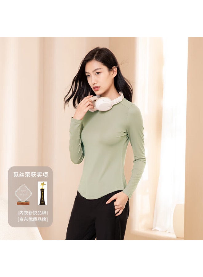 Agentmuse Modal Long-sleeve Seamless Thermal Underwear For Women, Soft Versatile Base Layer Top For Autumn And Winter, 944 Wheat Green, Size L