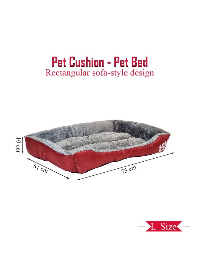 NNC PETS Pet cushion for dogs and Cats, Soft Plush pet bed with Raised sides, Low entry, and Warm, 73 cm sleeping mat with Non-slip, Comfortable, Head & Neck Support, and Breathable & Lightweight (Red) - Image 2