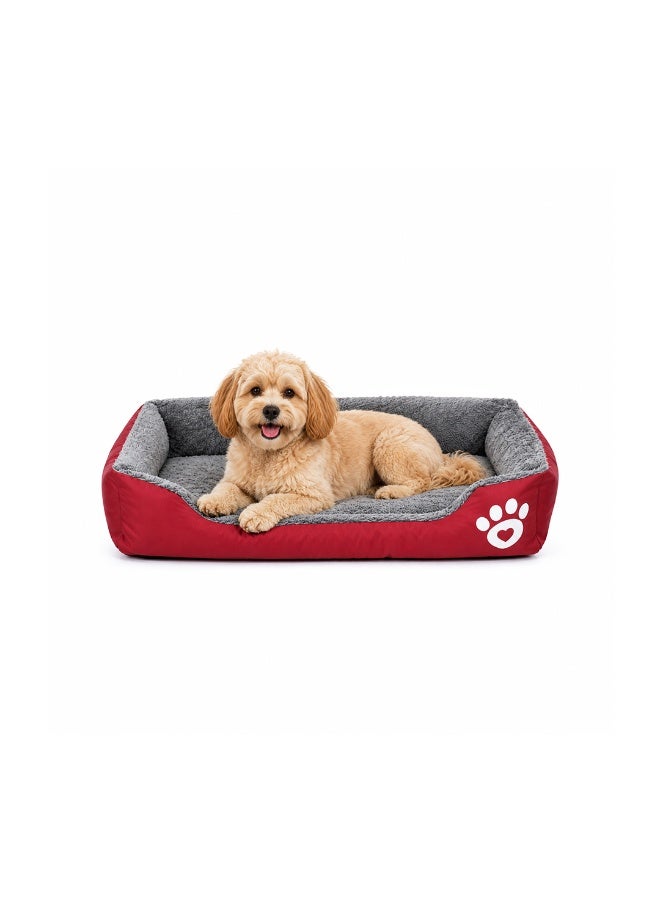 NNC PETS Pet cushion for dogs and Cats, Soft Plush pet bed with Raised sides, Low entry, and Warm, 73 cm sleeping mat with Non-slip, Comfortable, Head & Neck Support, and Breathable & Lightweight (Red) - Image 1