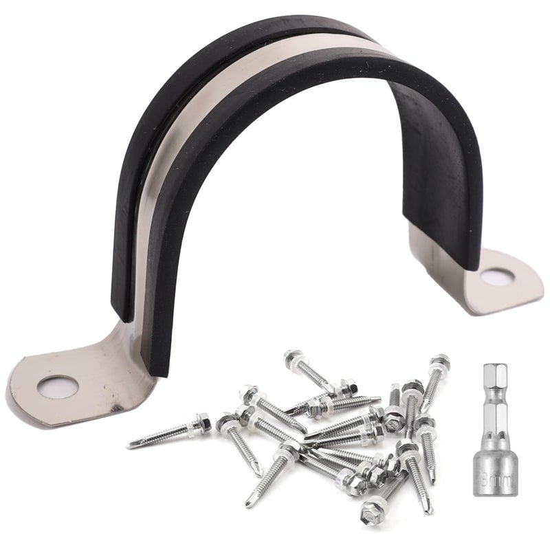 Soimuk Pipe Clamps304 Stainless Rubber Cushioned Conduit clips SCH 3 in 89 MM 12 Pack - Image 2