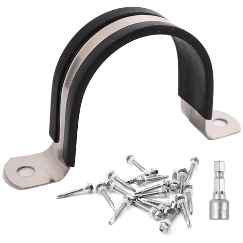 Soimuk Pipe Clamps304 Stainless Rubber Cushioned Conduit clips SCH 3 in 89 MM 12 Pack - Image 1