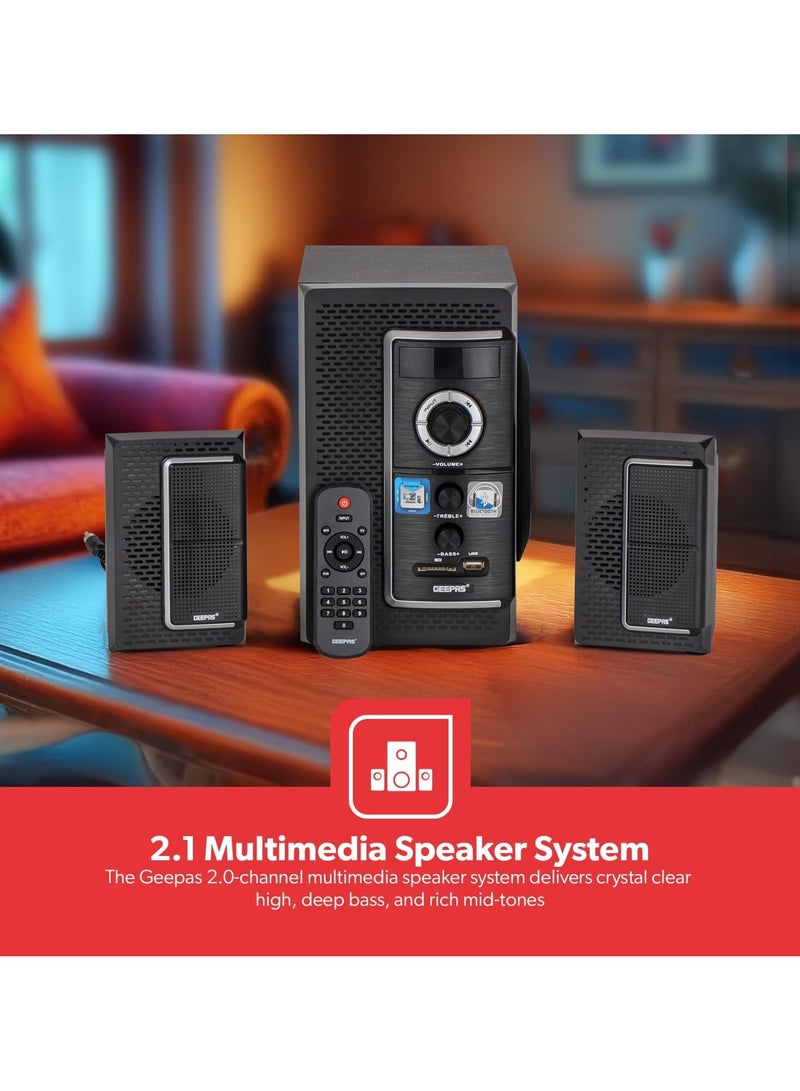Geepas 2.1 Channel Multimedia Speaker GMS8585N, RCA  - Image 1