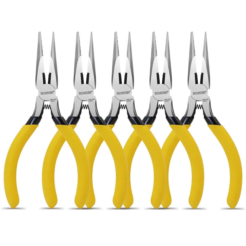 BOOSDEN 5 Inch Small Needle Nose Pliers Set of 5 Precision Long Nose Pliers with Side Cutter Spring Mini Fine Tip Jewelry Making Pliers for Electronics Craft DIY Beading Model Building - Image 2