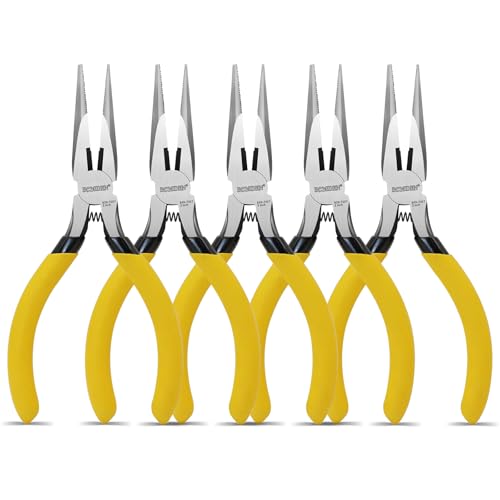 BOOSDEN 5 Inch Small Needle Nose Pliers Set of 5 Precision Long Nose Pliers with Side Cutter Spring Mini Fine Tip Jewelry Making Pliers for Electronics Craft DIY Beading Model Building - Image 1