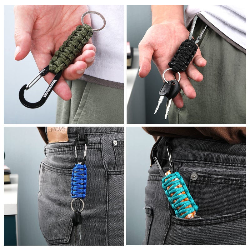 WEREWOLVES 3 Pack Paracord Keychain Carabiner, Paracord Lanyard Clip for Backpacks, Carabiner Clip for Men Women (5 Pack Hiking) - Image 4