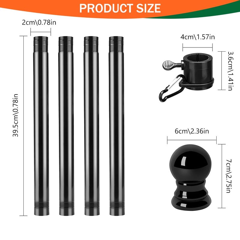 HASTHIP عمود علم معدني قابل للتمديد بطول 150 سم - مجموعة تركيب عمود علم الشاحنة - عمود علم من الفولاذ المقاوم للصدأ - عمود علم خالي من التشابك ومقاوم للصدأ بزاوية 360° - عصا علم عالمية لعيد الجمهورية الهندي العظيم - Image 2