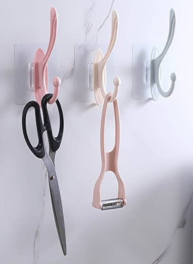 CPEX Self Adhesive Wall Door Hanger Hook for Shower Room Sticky Hooks Plastic Hook Heavy Duty Home Kitchen Bathroom Jacket, Clothes, Hats, Towel Hanging Hooks(Multicolor) (4) - Image 1