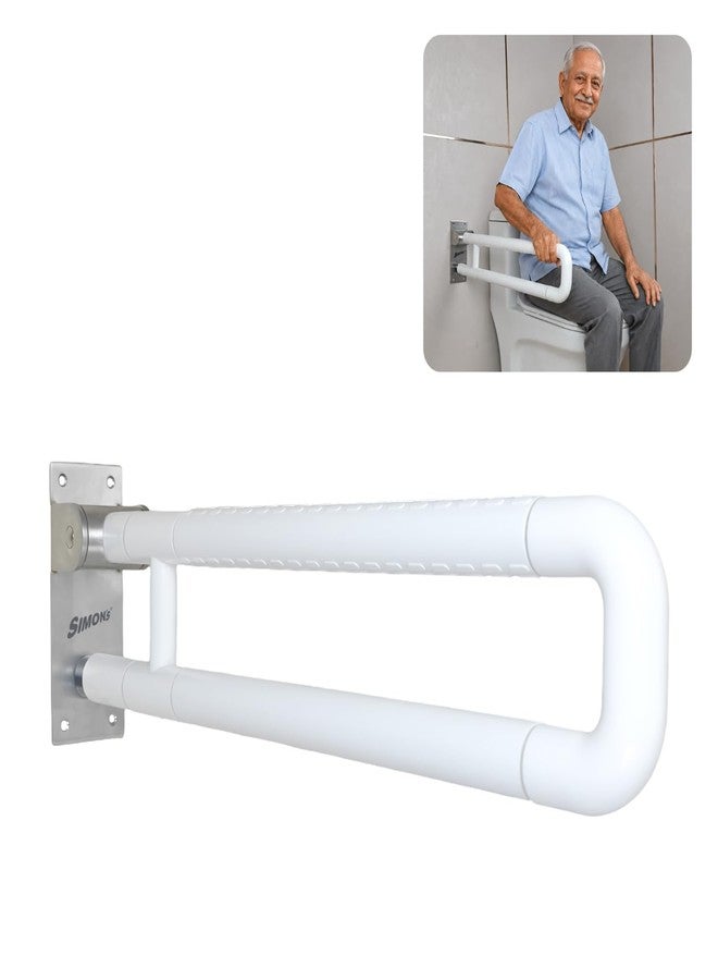 Simon's Simon’s Grippy Classic Folding Grab Bar for Elderly, Seniors | Toilet & Commode Safety Support Handle | ABS Outer Tube + SS304 Reinforced Core | Corrosion-Resistant | 60 cm | Pack of 1 - Image 1
