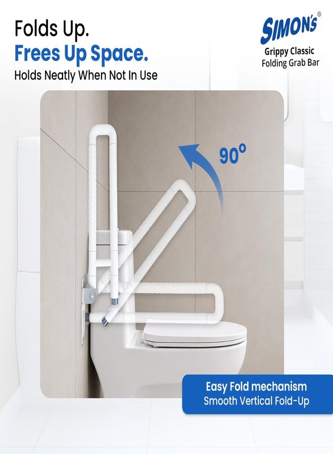 Simon's Simon’s Grippy Classic Folding Grab Bar for Elderly, Seniors | Toilet & Commode Safety Support Handle | ABS Outer Tube + SS304 Reinforced Core | Corrosion-Resistant | 60 cm | Pack of 1 - Image 5