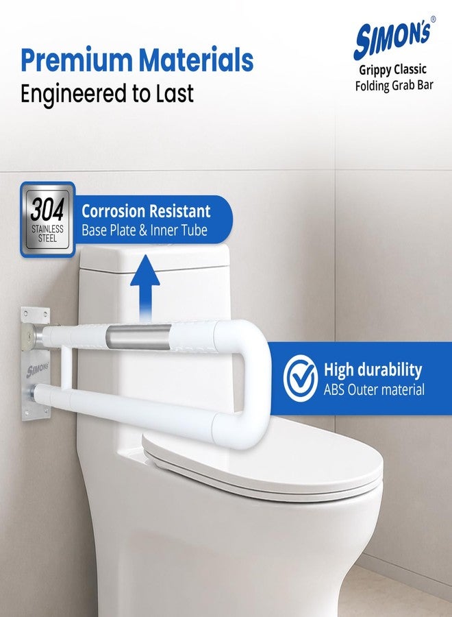 Simon's Simon’s Grippy Classic Folding Grab Bar for Elderly, Seniors | Toilet & Commode Safety Support Handle | ABS Outer Tube + SS304 Reinforced Core | Corrosion-Resistant | 60 cm | Pack of 1 - Image 4