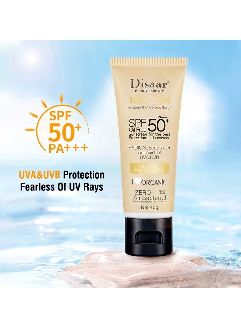 Disaar Set of 2 Sunscreens SPF90 PA+++ and SPF50 Bronze Foundation Tinted Sunscreen Oil Control Long Lasting UVA UVB Protection - Image 5