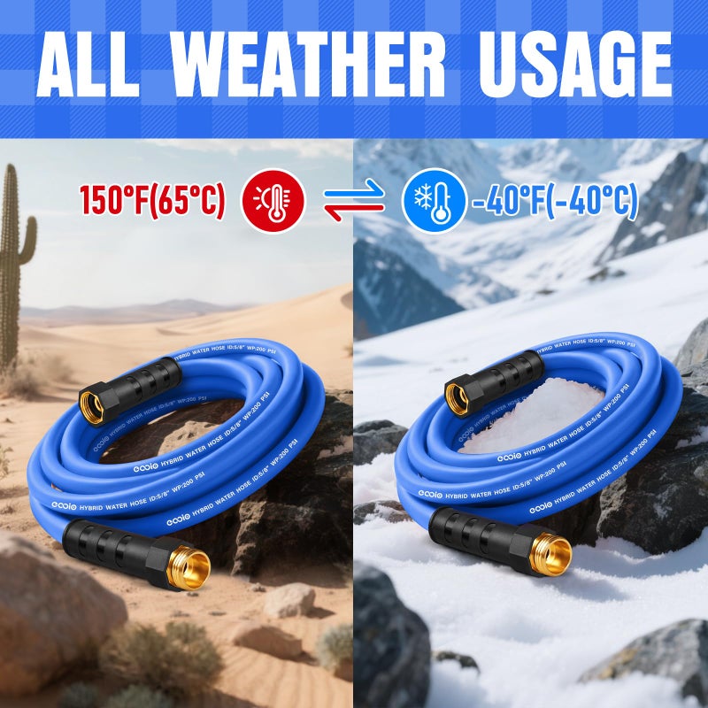 EOOIO Heavy Duty Garden Hose 25 ft, Non-Expanding Flexible Water Hose, Kink Resistant Lightweight Hybrid Hose, Leakproof Hose Male to Female Fittings - Image 5