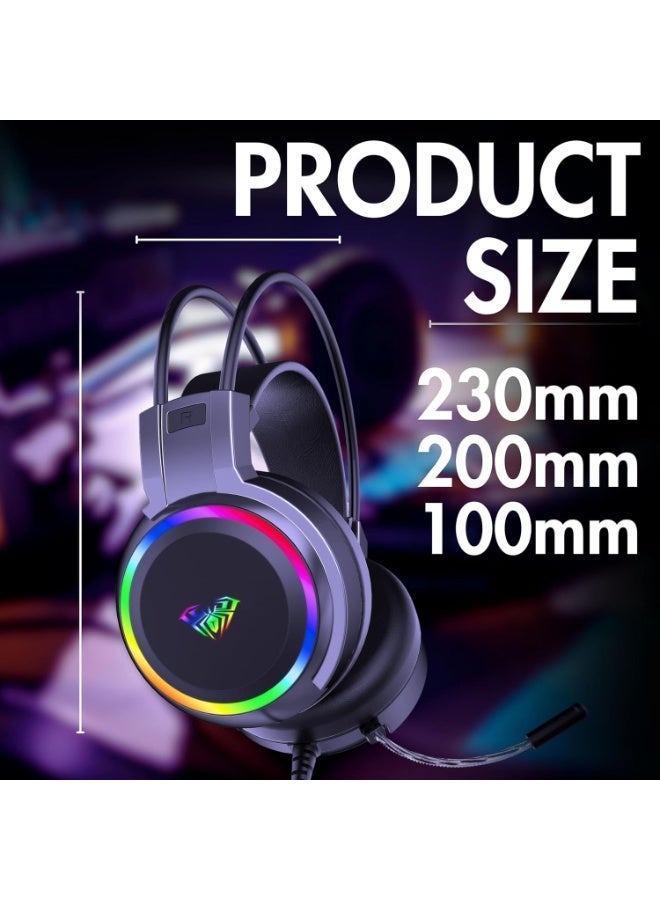 أولا سماعة رأس الألعاب السلكية AULA S608 مع إضاءة RGB وصوت ستريو - أسود - Image 3