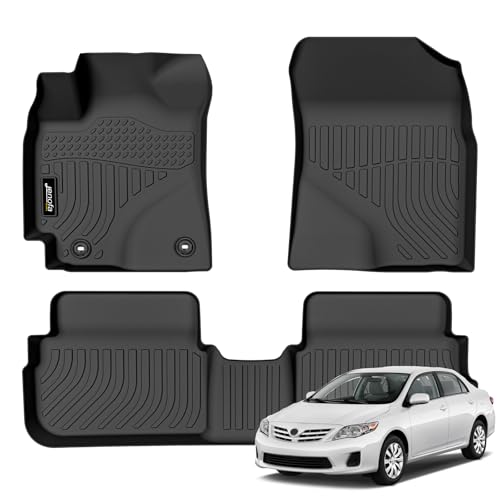 Jenofa-Floor Mats for Corolla 2009-2013 Floor Liner All Weather Car Mats Custom Fit Waterproof Durable TPE Rubber High Edge Protection Mat for 2012 Corolla Accessories Black - Image 1