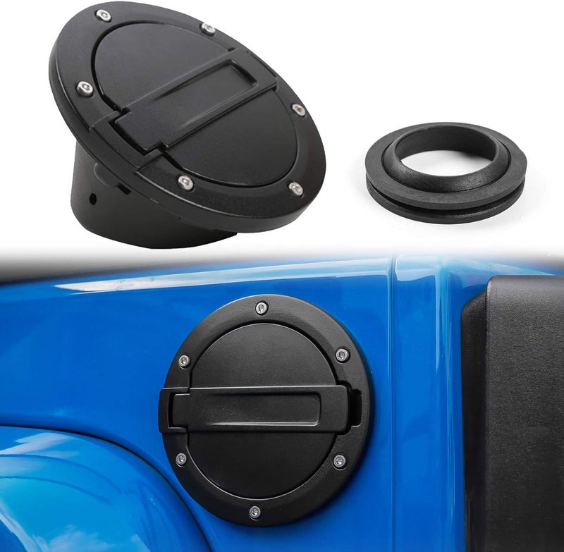 JeCar Gas Tank Cap Fuel Filler Door Cover for 2007-2018 Jeep Wrangler JK & Unlimited Durability boosted processed material - Image 1