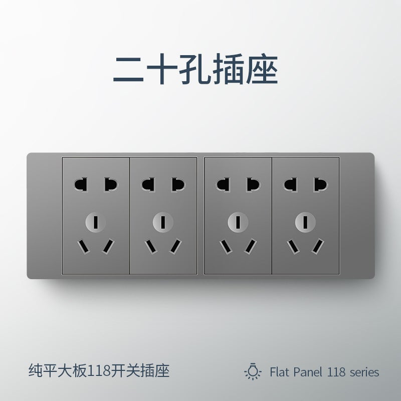 118 gold ash kitchen special socket with switch panel multi-hole 6-hole 9 9-hole 20 12-hole domestic concealed installation Four: twenty holes (twelve holes) 