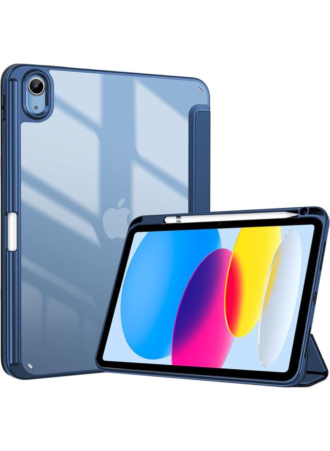 Procases For Ipad 10Th Gen Case With Pencil Holder 2022 Ipad 10.9 Inch Case Clear Transparent Back Shell Trifold Protective Cases Shockproof Cover For 2022 Ipad 10Th Gen A2696 A2757 A2777 Navy - Image 1