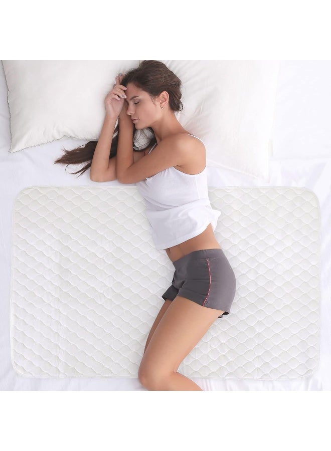 wovenx WOVENX Organic Incontinence Pads for Kids & Toddlers - 5 Layer Waterproof Protectors for Overnight Bed Wetting - Reusable & Washable Pee Pads - Fits Twin to Full Size Beds - 34" x 52" White - Image 1