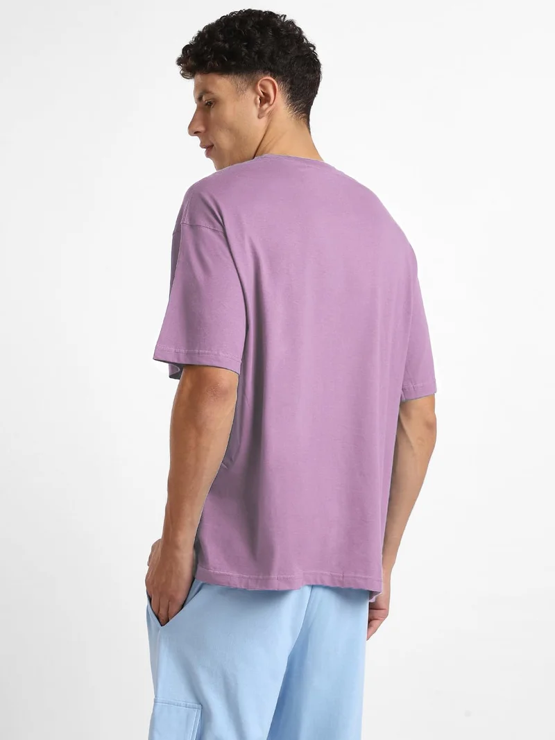 NOBERO  Men's Oversized Cotton T-Shirt in Lavender for Men | Best Price UAE