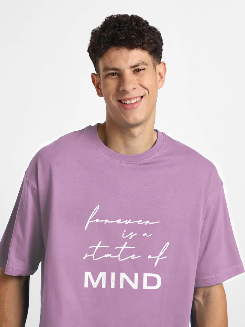 NOBERO  Men's Oversized Cotton T-Shirt in Lavender for Men | Best Price UAE