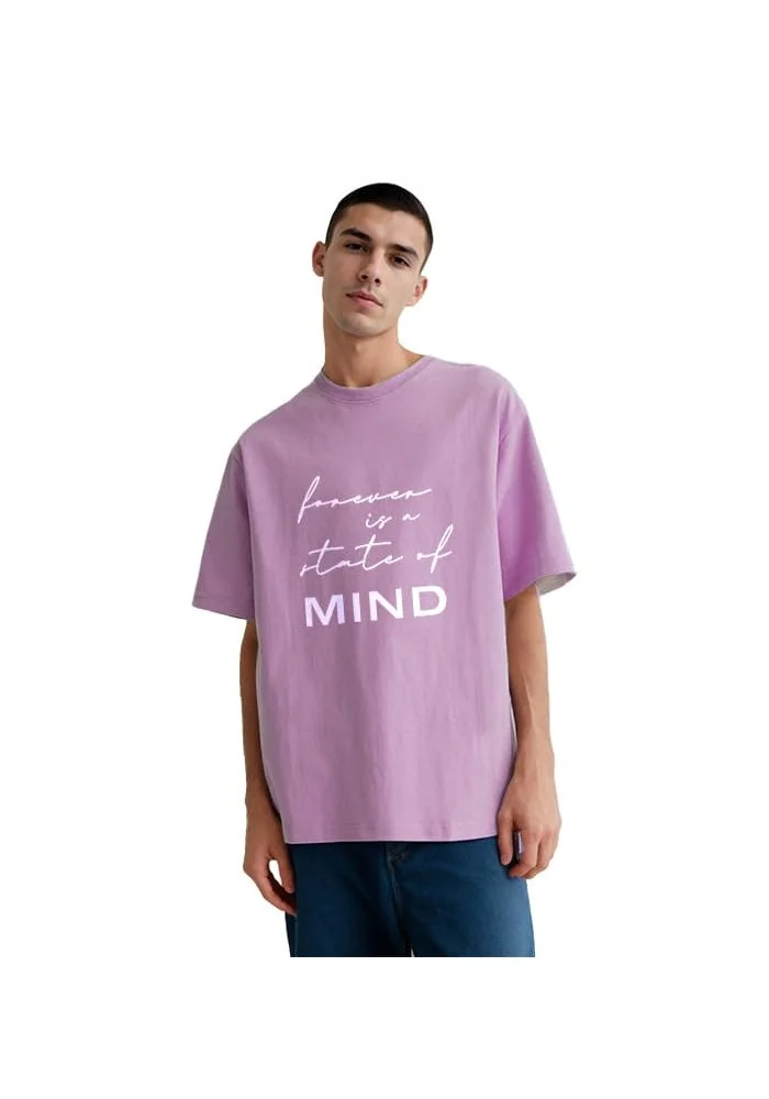 NOBERO  Men's Oversized Cotton T-Shirt in Lavender for Men | Best Price UAE