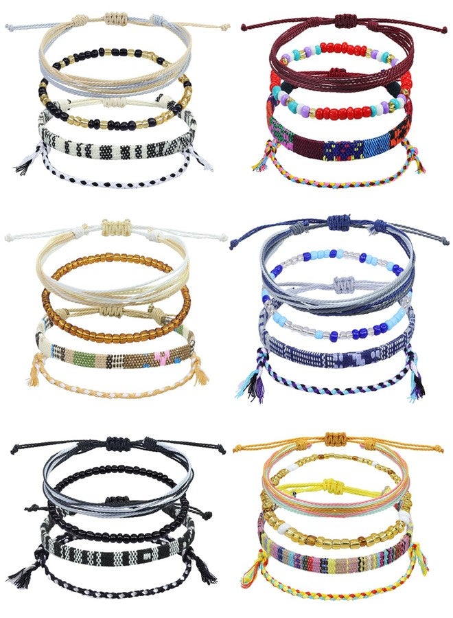 IOUALEY 24Pcs Boho Surfer Bracelets Anklet Adjustable Beaded Anklets Handmade Braided Bracelet Colorful Summer String Beach Rope Beaded Braided Rope Wrist Friendship Bracelet Boho Jewelry for Unisex Women Men - Image 1