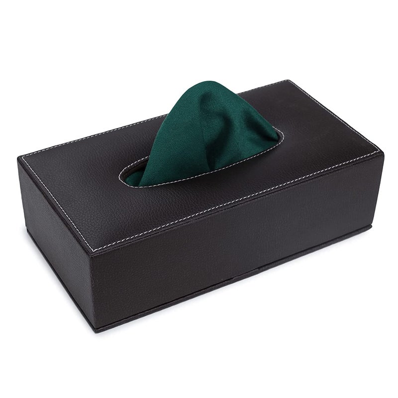 AZYEEA - Handcrafted Fine Leather Tissue Paper Holder Napkin Holder for Car Gifting, Office Desks, Cars & Home Decor | Durable & Water Resistant - (Brown) - Image 1