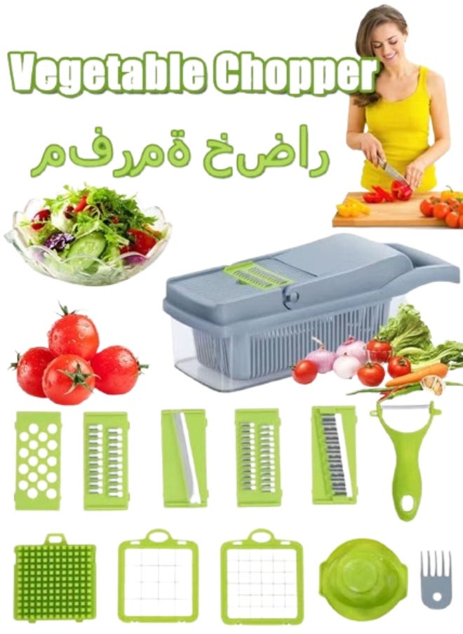 Generic - Vegetable Chopper  Multifunctional Chopper  Vegetable Slicer Manual Chopper  Food Chopper Veggie Chopper 11 in1 Multifunctional Chopper Vegetable Chopper With Container With Drain Basket Vegetable Slicer Dicer Cutter - Image 1