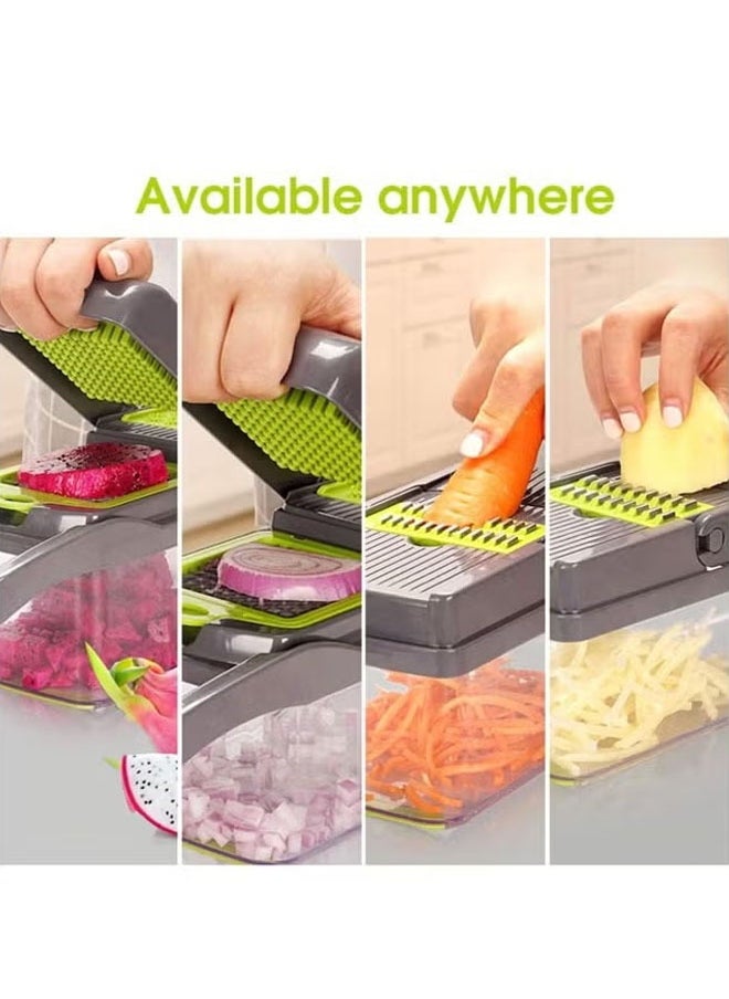 Generic - Vegetable Chopper  Multifunctional Chopper  Vegetable Slicer Manual Chopper  Food Chopper Veggie Chopper 11 in1 Multifunctional Chopper Vegetable Chopper With Container With Drain Basket Vegetable Slicer Dicer Cutter - Image 1